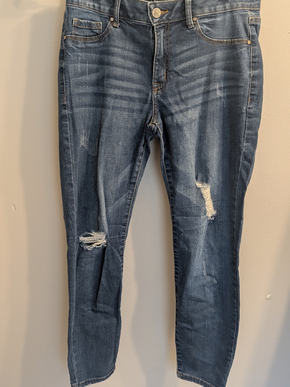 REWASH Distressed Mid Rise Skinny Jeans Dark Wash Size 9